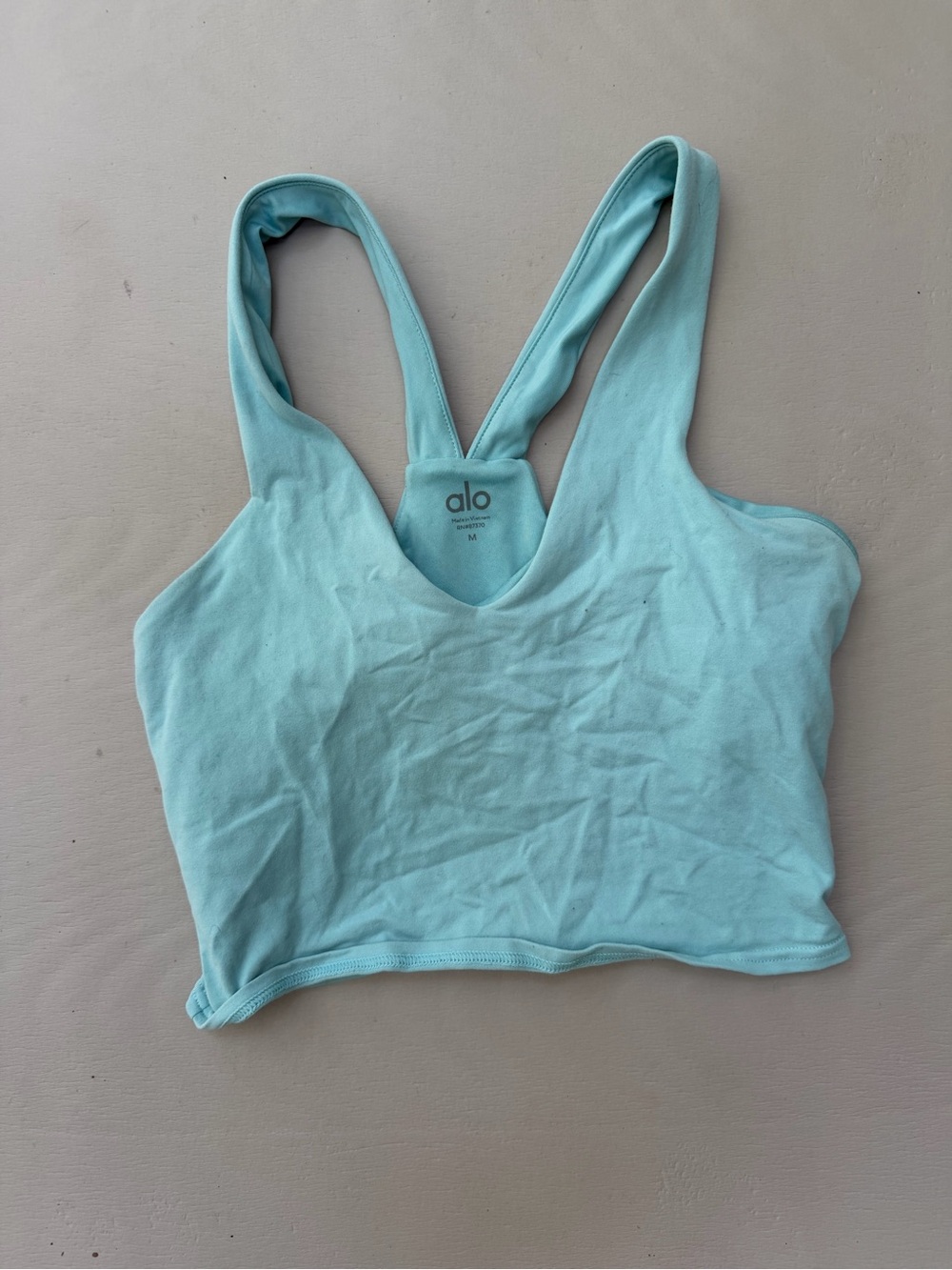 ALO Yoga Light Blue Scoop-Back Sports Bra